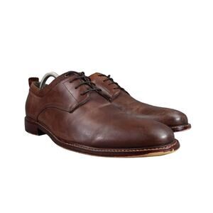 Aston Grey Shoes Men 9 Oxford Derby Leather Brown Plain Toe Dress Formal Classic